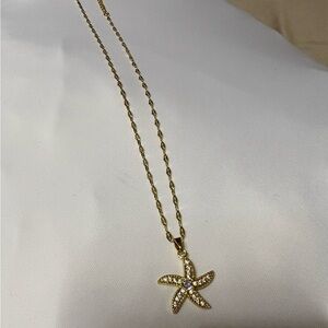 Stainless Steel Gold Plated Starfish Necklace